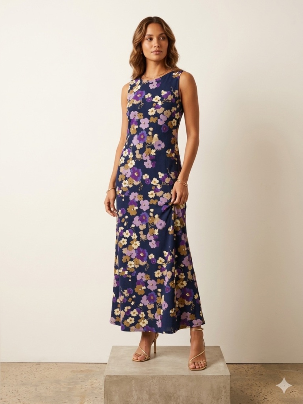 Dialoque Floral Maxi Sundress Sz S Stretch Colorfully sleeveless